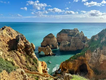 Scenic coastal cliffs in the Algarve, Portugal
