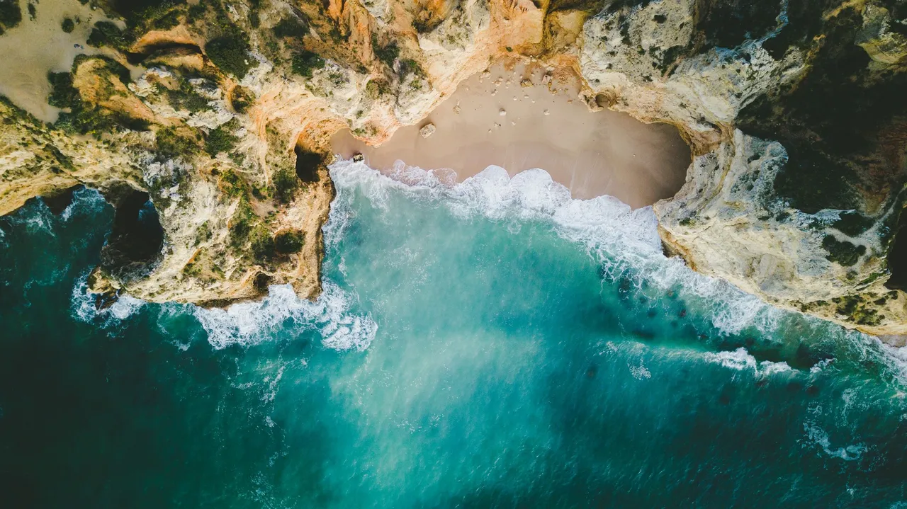 Aerial view of a beach in Portugal